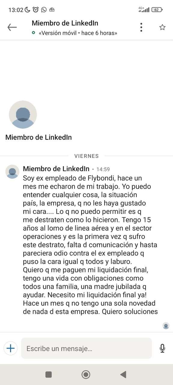 Denuncian que además de no pagar indemnizaciones, Flybondi tampoco estaría abonando retiros voluntarios que lanzó y acusan a la CEO de bloquear en LinkedIn a quienes reclaman