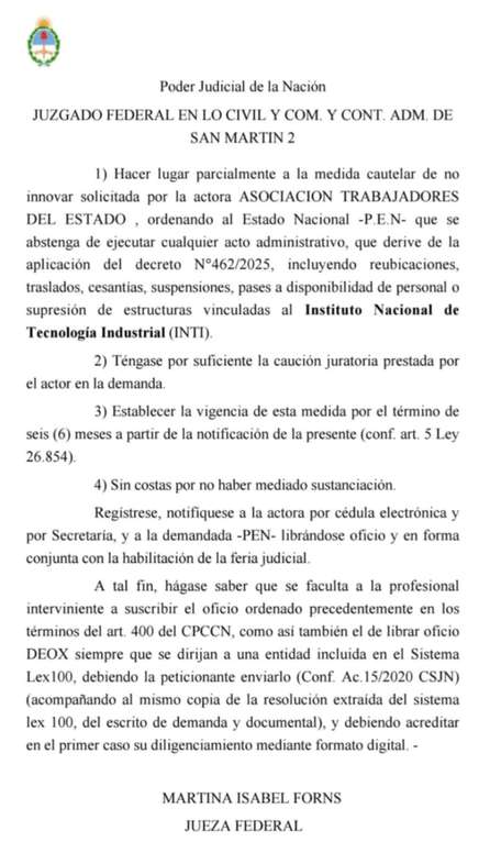 La Justicia frenó el DNU de Milei que desguazaba el INTI: un triunfo clave de los trabajadores estatales