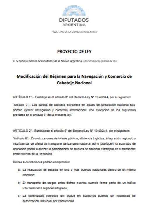 Rechazo sindical a la reforma de la Ley de Cabotaje: “Es la eliminación la bandera argentina de nuestros ríos”